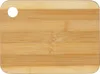 A close-up view of a bamboo cutting board with a hole in the corner. Produktbild-Vorschau
