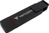 A black Verbatim USB flash drive with a red accent band and a cap is shown against a white background. Náhľad obrázku produktu