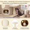 A cat scratching post with various features and close-up details, along with descriptive text and measurements. Podgląd zdjęcia produktu