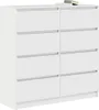 A white dresser with six drawers is shown from a slightly angled front view against a white background. Two books are placed on top of the dresser. Anteprima dell’immagine prodotto