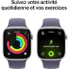Two Apple Watches are shown side-by-side, displaying different watch faces related to activity tracking and exercise. Voir les images du produit