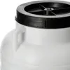 Close-up of the top part of a white plastic container with a black lid and a white handle. Produktbild-Vorschau