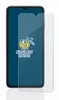 A screen protector for a smartphone is shown, partially covering the phone's screen. The protector has a matte finish. Produktbild-Vorschau