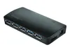 A black Kensington USB 3.0 hub with 7 ports and a charger is shown against a white background. Produktbild-Vorschau