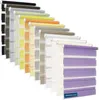 A collection of roller blinds in various colors and patterns, displayed in a fanned-out arrangement against a white background. Produktbild-Vorschau
