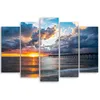 5-teiliges leinwandbild sonnenuntergang meer 100x70 cm Produktbild-Vorschau 2