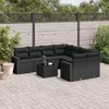 vidaXL 9-tlg. Garten-Sofagarnitur mit Kissen Schwarz Poly Produktbild-Vorschau 2