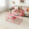 Stolik kawowy 'Solund' stalowy 90 x 60 x 45 cm różowy Podgląd zdjęcia produktu 4