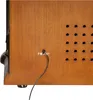 Close-up of the back of a wooden radio with an FM antenna input. Náhled obrázku produktu