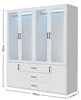 Kleiderschrank 160cm mit 4 Glastüren LED Beleuchtung Produktbild-Vorschau 2