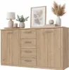 Schubladenkommode 147x84x41cm Anrichte Eiche bianco Produktbild-Vorschau 2