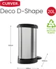 A silver and black pedal bin with dimensions indicated. Produktbild-Vorschau