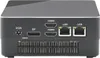 The back panel of a small, black computer. Produktbild-Vorschau
