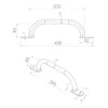 Technical drawings of a grab bar with dimensions and specifications. Anteprima dell’immagine prodotto