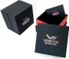 A black Vostok Europe watch box, open and closed, with its inner packaging. Produktbild-Vorschau