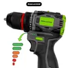 Close-up of a cordless drill with a battery indicator graphic. Produktbild-Vorschau