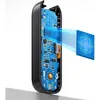 A cutaway view of a black electronic device, revealing its internal blue circuit board. A separate blue chip with glowing circuitry is shown projecting from the device, with light beams connecting it. Anteprima dell’immagine prodotto
