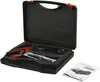 A black carrying case with a jump starter and accessories inside, with a manual next to it. Náhľad obrázku produktu