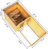 An isometric view of a wooden sauna with dimensions indicated. Produktbild-Vorschau