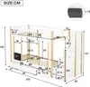A diagram showing the dimensions of a bunk bed with stairs and storage. Produktbild-Vorschau