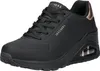 A black Skechers Uno Wedge sneaker with rose gold accents. Náhled obrázku produktu