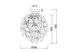 A technical drawing of a leaf-shaped chandelier with dimensions indicated. Produktbild-Vorschau