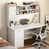 A white desk with a hutch, a laptop, and various decorative items. Podgląd zdjęcia produktu