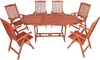 A wooden dining set with an oval table and six chairs, presented against a white background. Produktbild-Vorschau