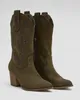 Cowboylaarzen Army Groen Suedine Strass Produktbild-Vorschau 1