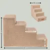 A beige, four-step pet stair with dimensions indicated by arrows and labels. Náhled obrázku produktu