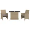 vidaXL 3-tlg. Bistro-Set mit Kissen Beigemischung Poly Produktbild-Vorschau 1