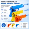 3X Wasserpistolen 12 cm bunt Set - Extra großer Reichweite Produktbild-Vorschau 5