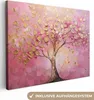 Leinwand Bilder 80x60 cm - Lebensbaum - Rosa - Gold - Produktbild-Vorschau 1