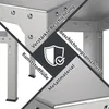 A close-up view of a metal shelf unit, with text overlays highlighting its features. Voir les images du produit