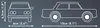 Diagrams showing the dimensions of a car. Produktbild-Vorschau