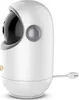 A white electronic baby monitor with a black camera lens and gray accents, shown from a side angle on a white background. Náhľad obrázku produktu