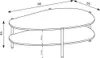 A line drawing of a two-tiered coffee table with dimensions indicated. Produktbild-Vorschau