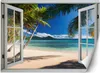 Vlies fototapete Blick aus dem Fenster Palm Beach Tropisch Produktbild-Vorschau 1