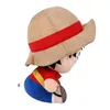 A plush toy of the character Ruffy from One Piece, shown from the side. Produktbild-Vorschau