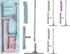A cleaning set with a telescopic handle and microfiber cloths, displayed in its packaging and as individual components. Podgląd zdjęcia produktu