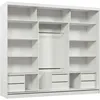 An empty, white wardrobe with multiple shelves and drawers. Produktbild-Vorschau