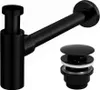 A black sink siphon and drain assembly on a white background. Produktbild-Vorschau