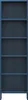 A tall, narrow, dark blue metal bookshelf with five shelves, set against a plain white background. Náhled obrázku produktu