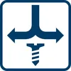 A graphic showing a screw and arrows indicating different directions or options. Voir les images du produit