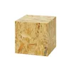 A cube-shaped object made of OSB material, presented against a white background. Produktbild-Vorschau