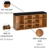 A shoe rack with a seat pad, showing its compartments and material. Náhled obrázku produktu