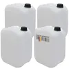 Four white plastic water canisters with black caps are arranged in a group on a white background. One canister has a barcode and the text 'MADE IN GERMANY' with the German flag colors. Anteprima dell’immagine prodotto