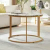 Table basse 'Aulum' 50 x 70 cm marbre, blanc / or Voir les images du produit 4