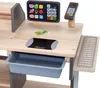 A close-up view of a wooden toy cash register with a screen, keypad, and drawer. Anteprima dell’immagine prodotto