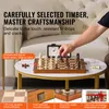 A person's hand is shown playing chess on a wooden chessboard set on a coffee table. Náhled obrázku produktu